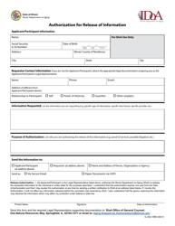 Document preview: Form IL-402-1089 Authorization for Release of Information - Illinois