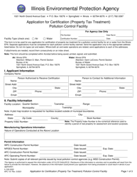 Form APC151 (IL532-0222) Application for Certification (Property Tax Treatment) Pollution Control Facility - Illinois