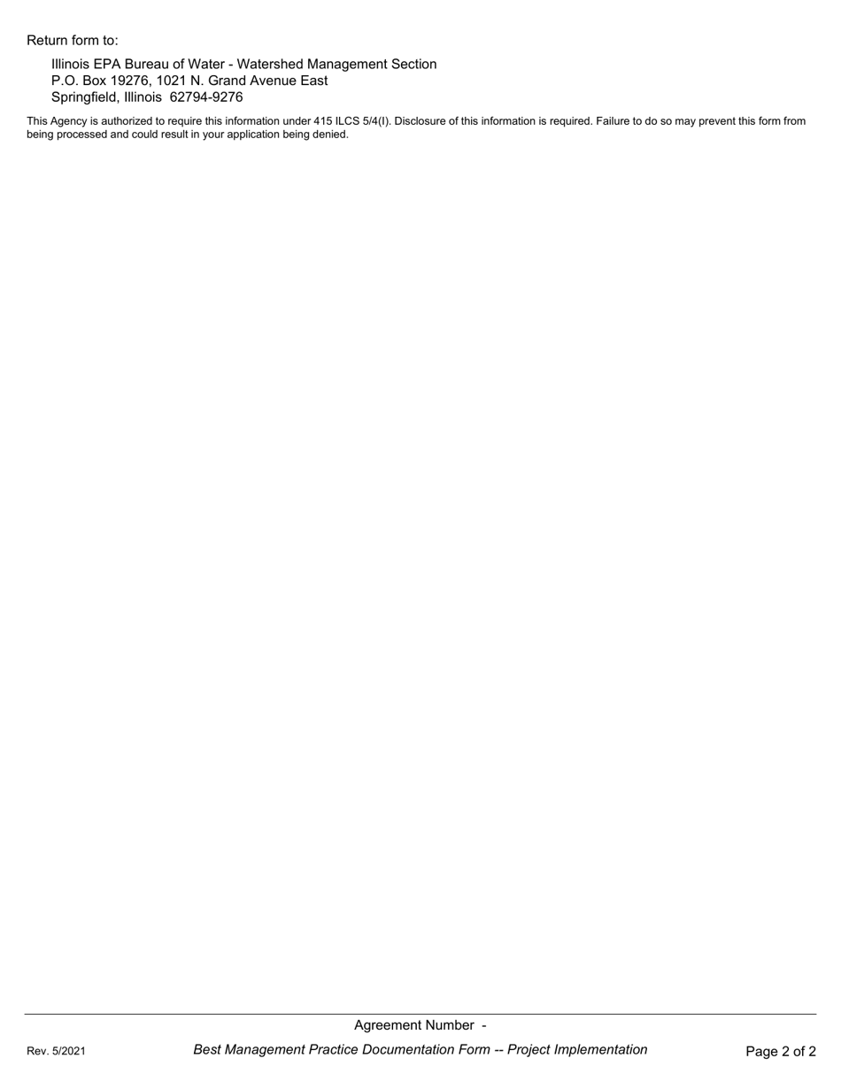 Best Management Practice (Bmp) Documentation Form - Nonpoint Source Pollution Control Financial Assistance Program - Illinois, Page 4