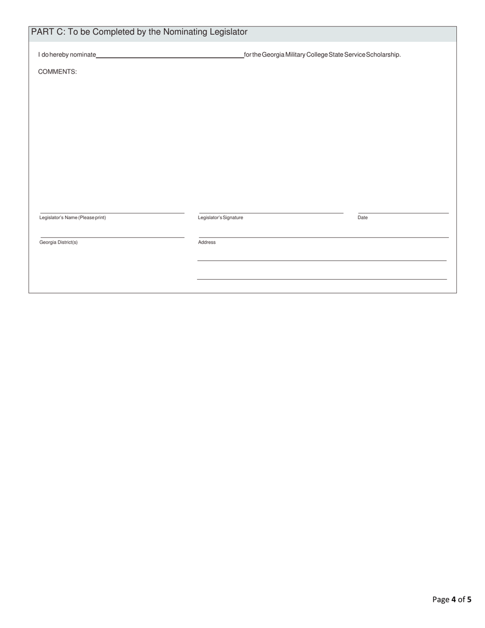 Georgia Military College Scholarship (Loan) Program Application - Georgia (United States), Page 4