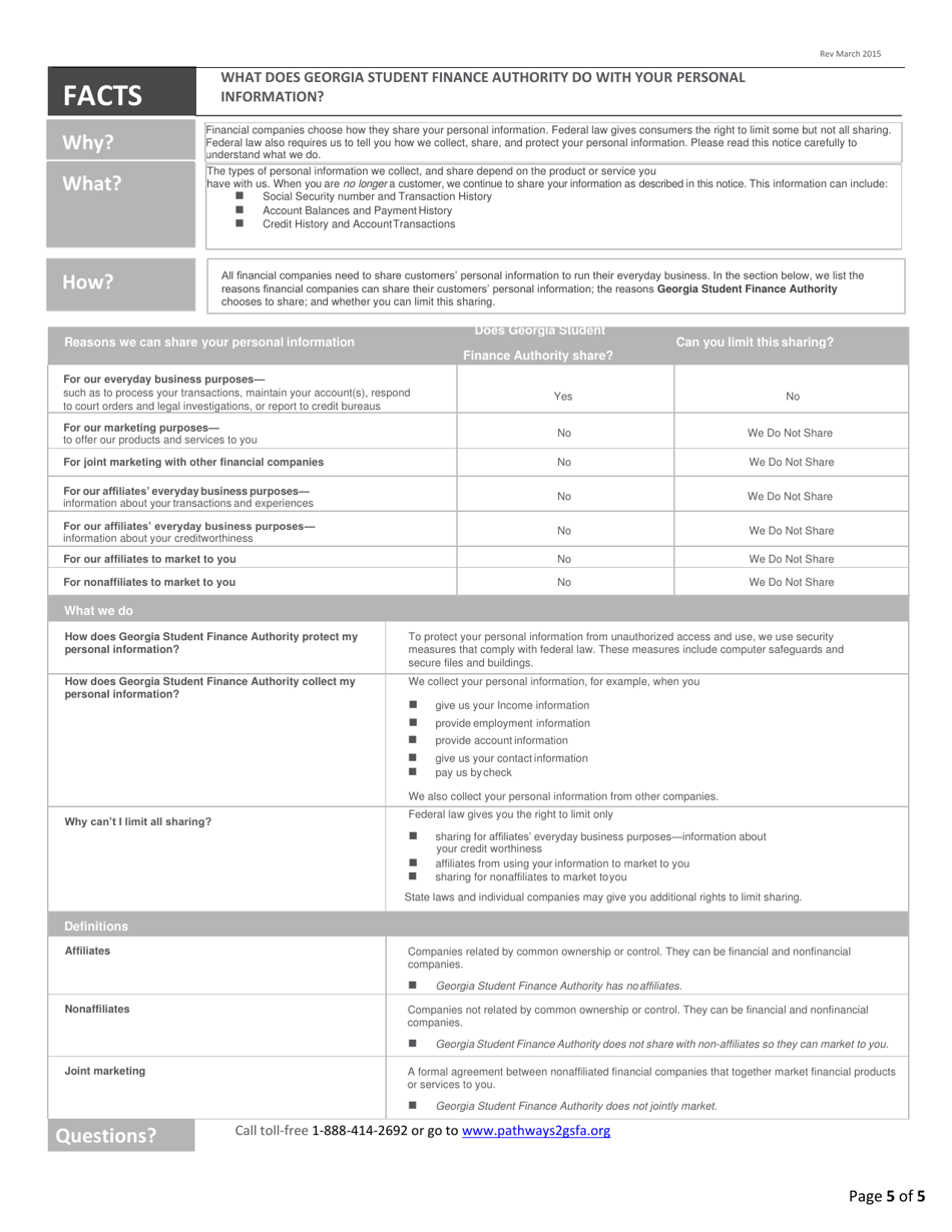 Georgia Military College Scholarship (Loan) Program Application - Georgia (United States), Page 5