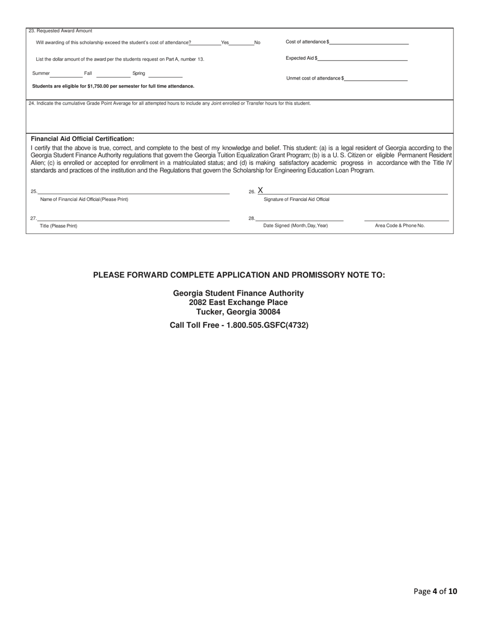 Scholarship for Engineering Education Loan Program (See) Application - Georgia (United States), Page 4