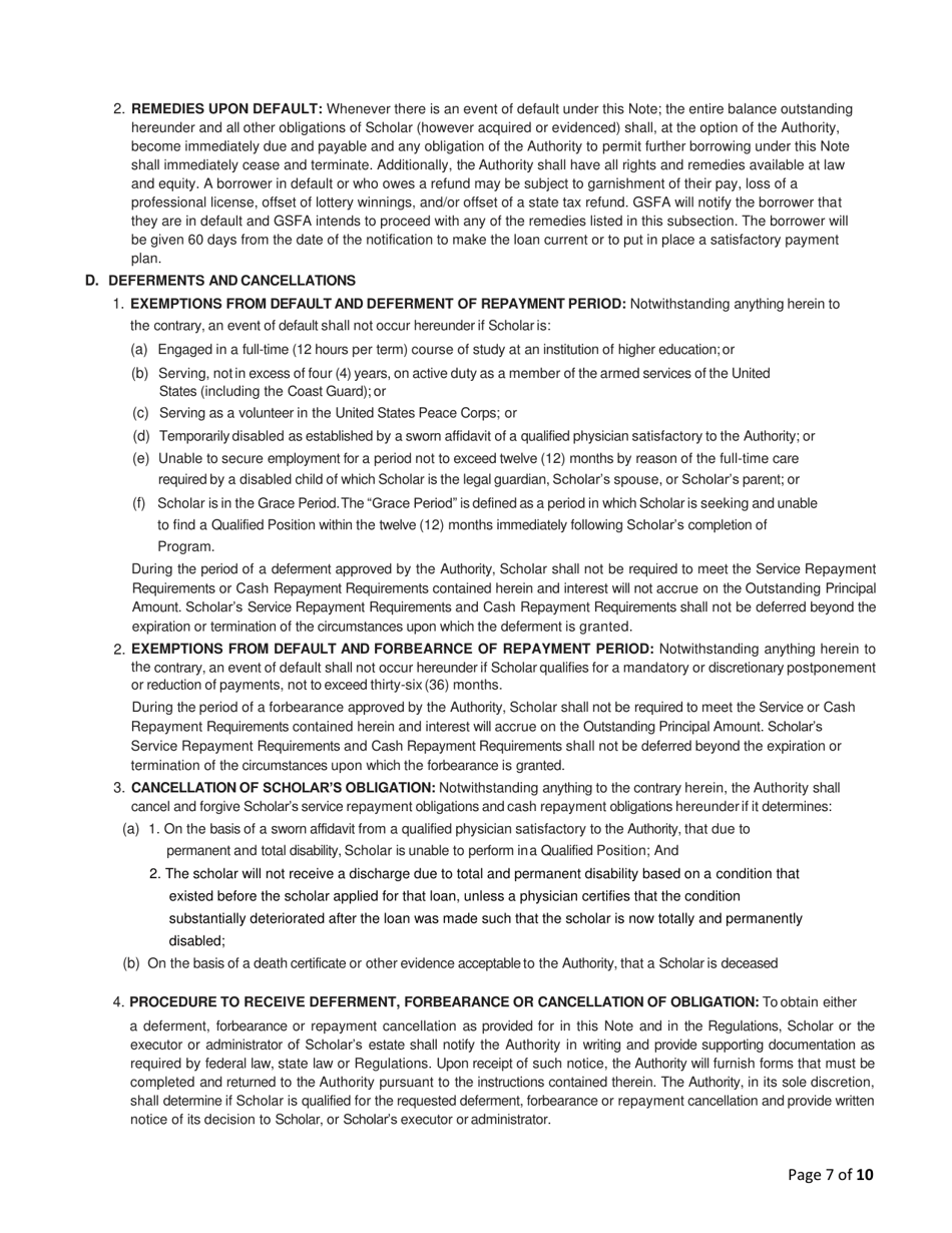 Scholarship for Engineering Education Loan Program (See) Application - Georgia (United States), Page 7