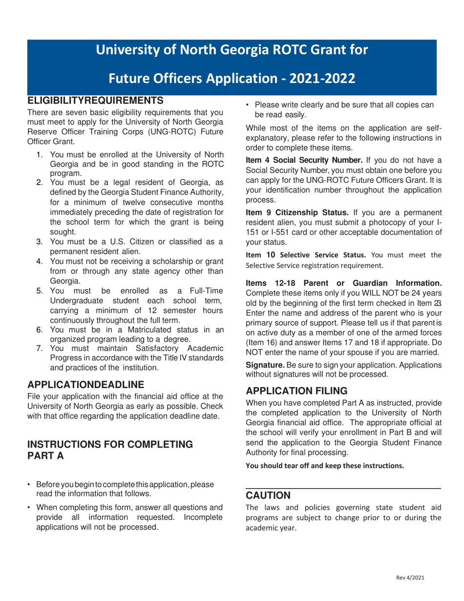 University of North Georgia Rotc Grant for Future Officers Applications - Georgia (United States), Page 1