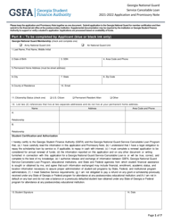 Document preview: Georgia National Guard Service Cancelable Loan Application and Promissory Note - Georgia (United States)