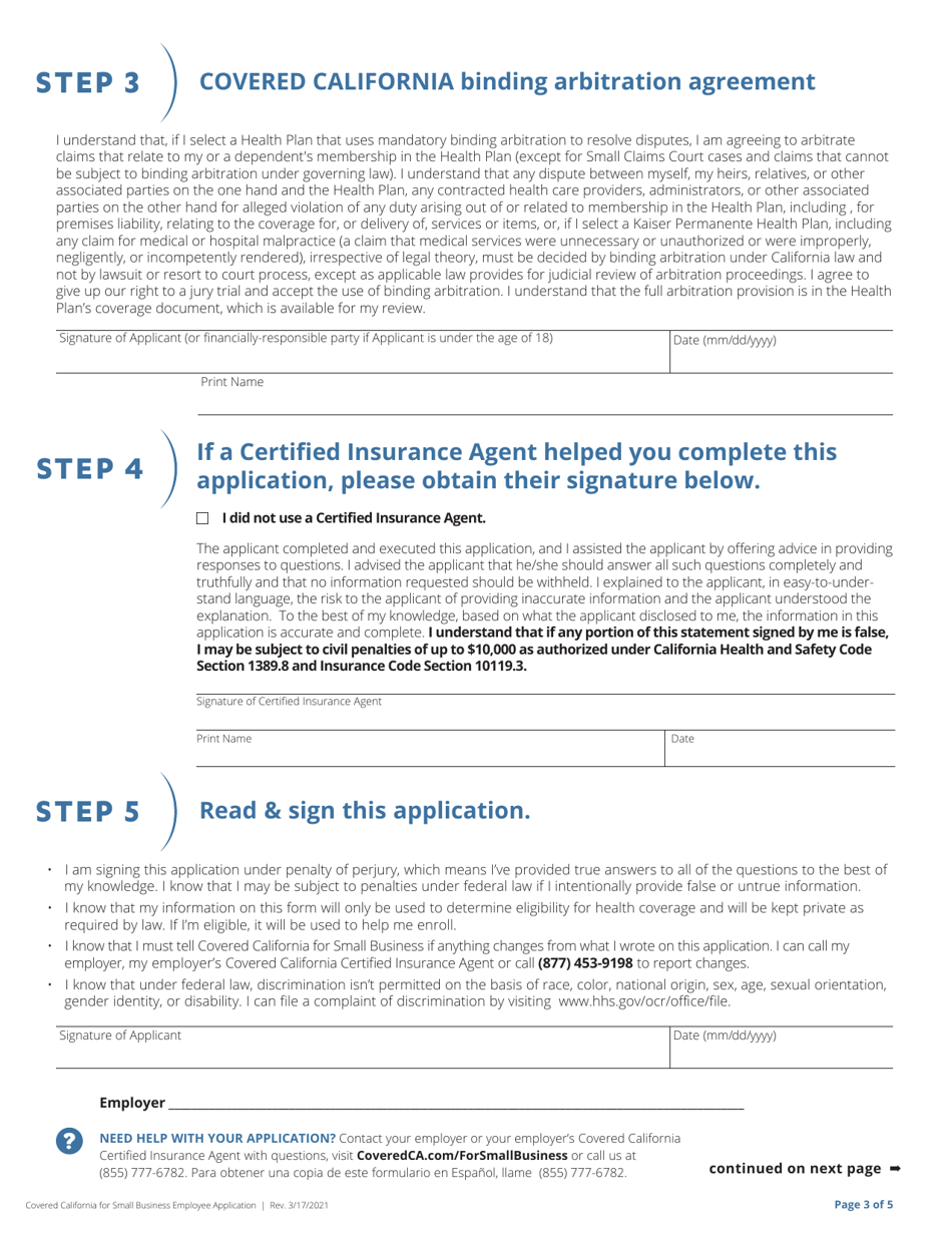 Application for Employees - California, Page 4