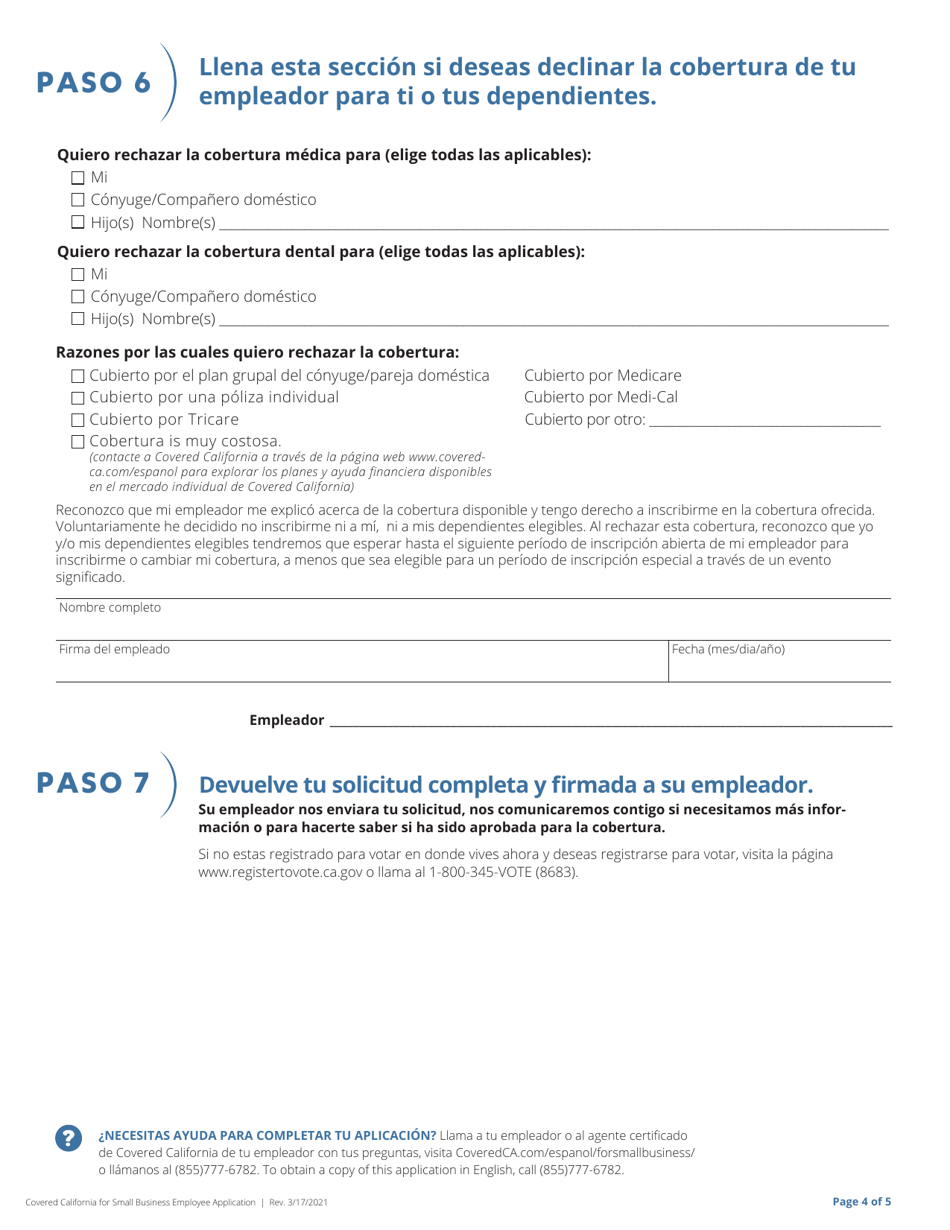 Aplicacion Para Empleados - California (Spanish), Page 5