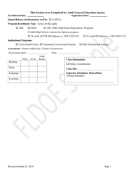 Student Data Summary Form - Sample - Florida, Page 3