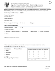 Expedited Board Directions Form (Motions/Adjournments) - Ontario, Canada