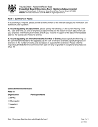 Expedited Board Directions Form (Motions/Adjournments) - Ontario, Canada, Page 2