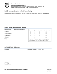 Combined Appeals Form - Ontario, Canada, Page 2