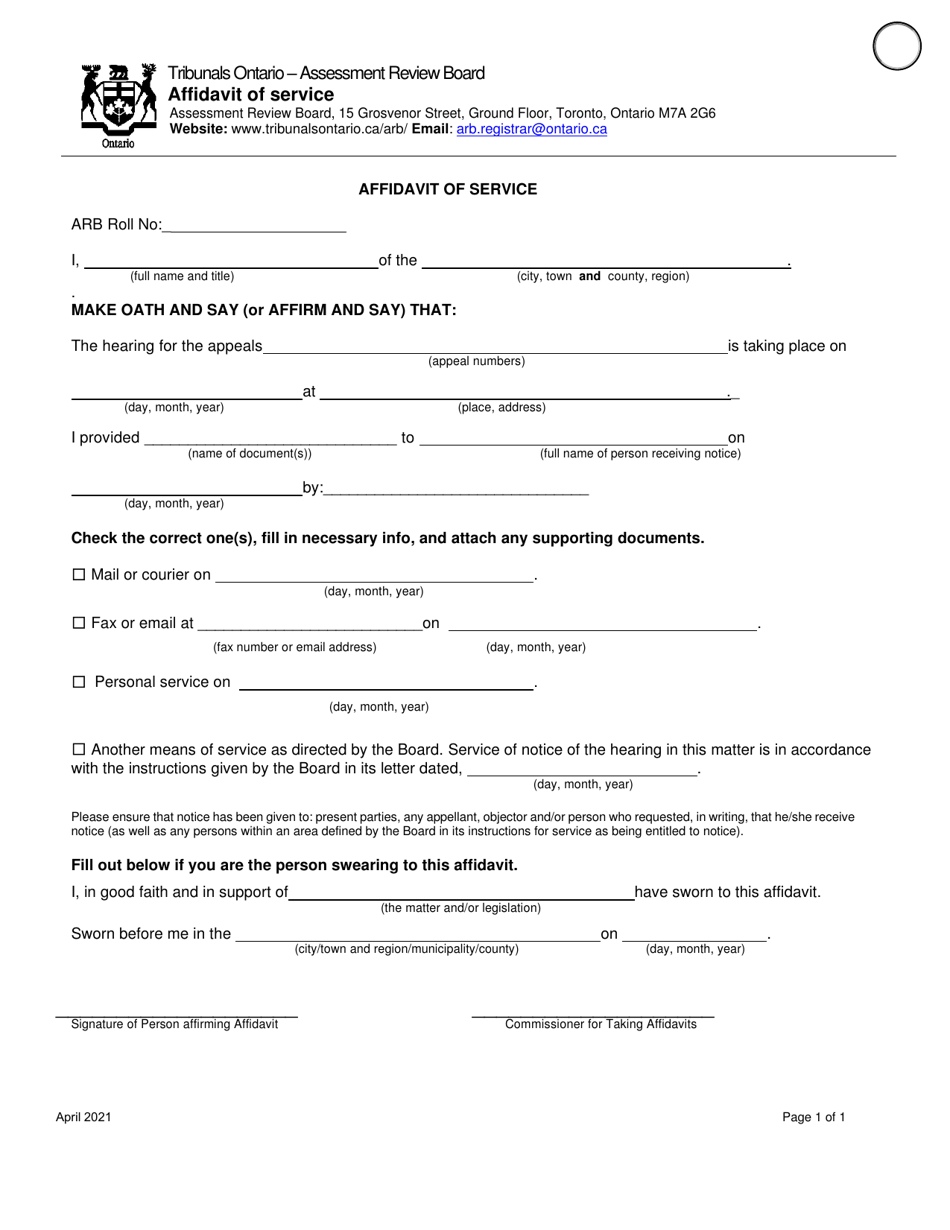 Affidavit Of Service Ontario: Fill Out & Sign Online | DocHub