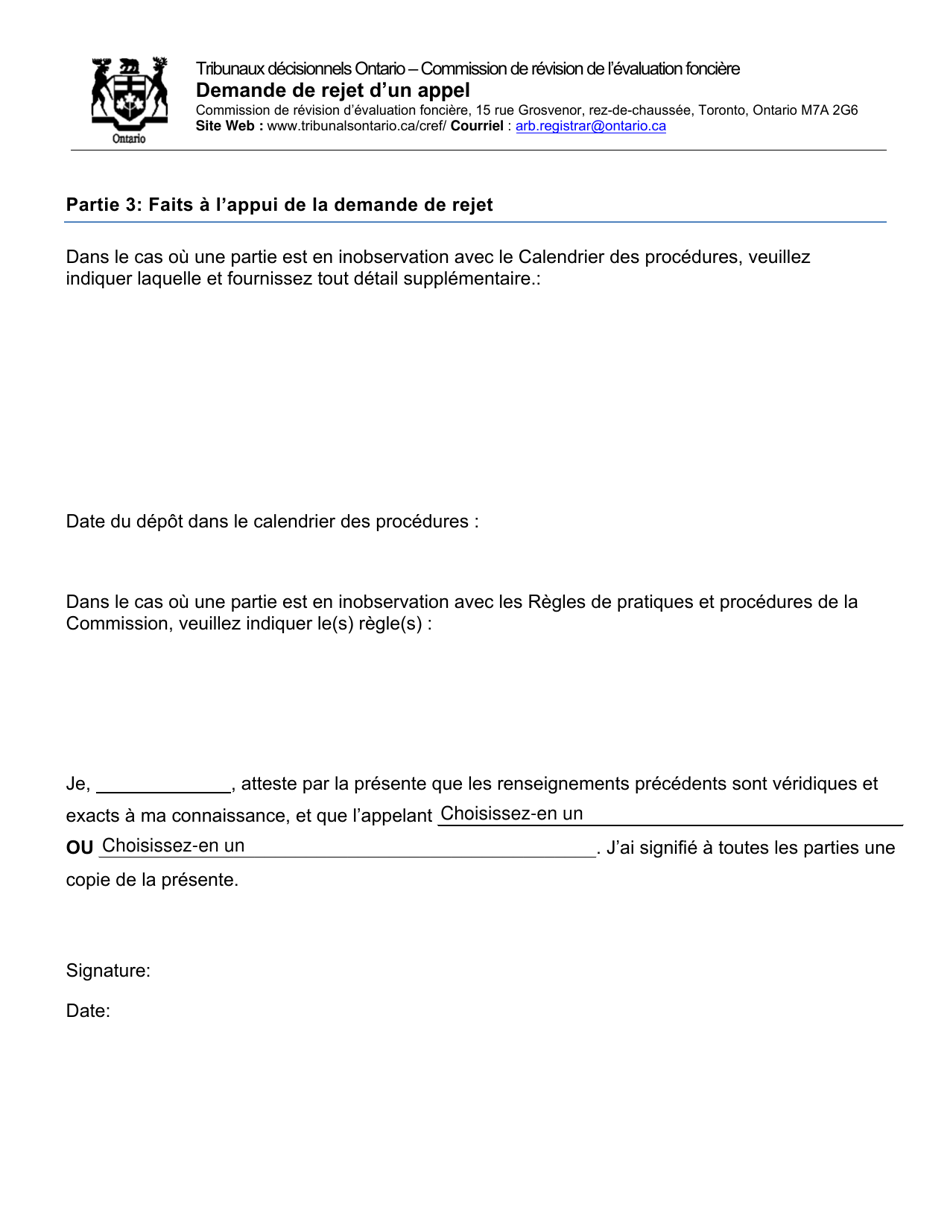 Demande De Rejet Dun Appel - Ontario, Canada (French), Page 2