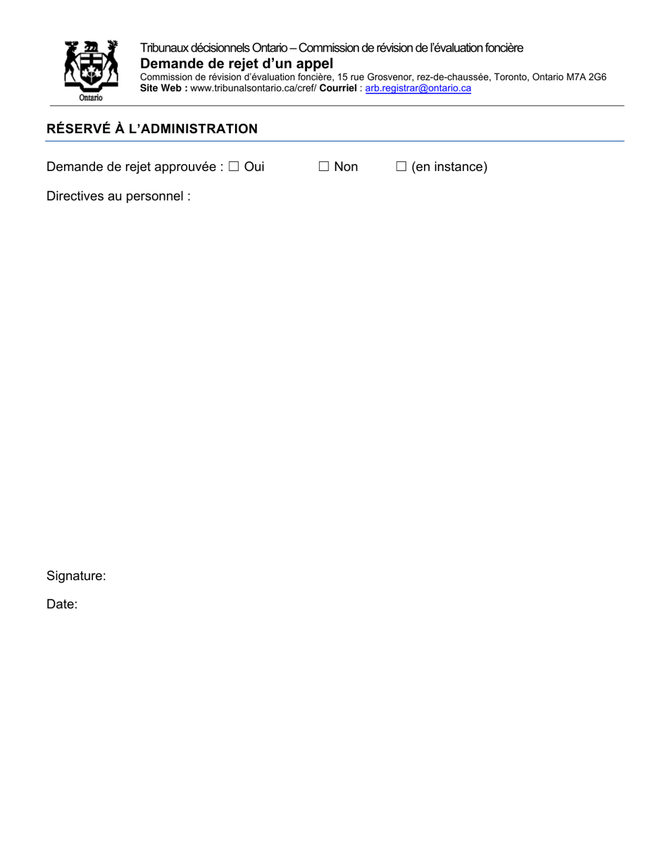 Demande De Rejet Dun Appel - Ontario, Canada (French), Page 3