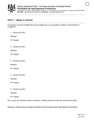 Document preview: Formulaire De Regroupement D'instances - Ontario, Canada (French)