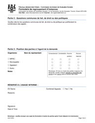 Formulaire De Regroupement D&#039;instances - Ontario, Canada (French), Page 2