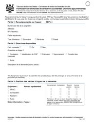 Formulaire De Demande De Directives Accelerees (Motions/Ajournements) - Ontario, Canada (French)