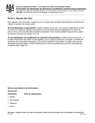 Formulaire De Demande De Directives Accelerees (Motions/Ajournements) - Ontario, Canada (French), Page 2