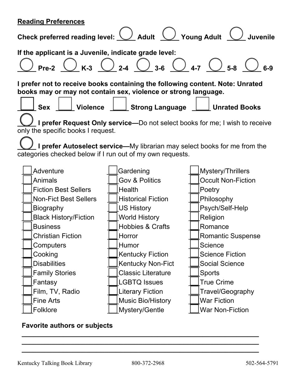 Application for Kentucky Talking Book Library Service - Kentucky, Page 4