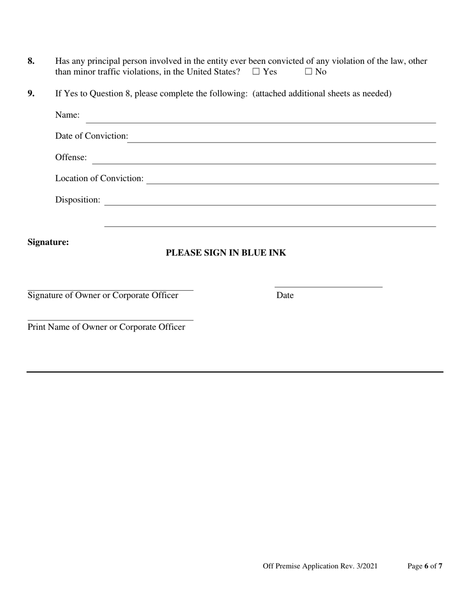 Off Premise Application - Maine, Page 6