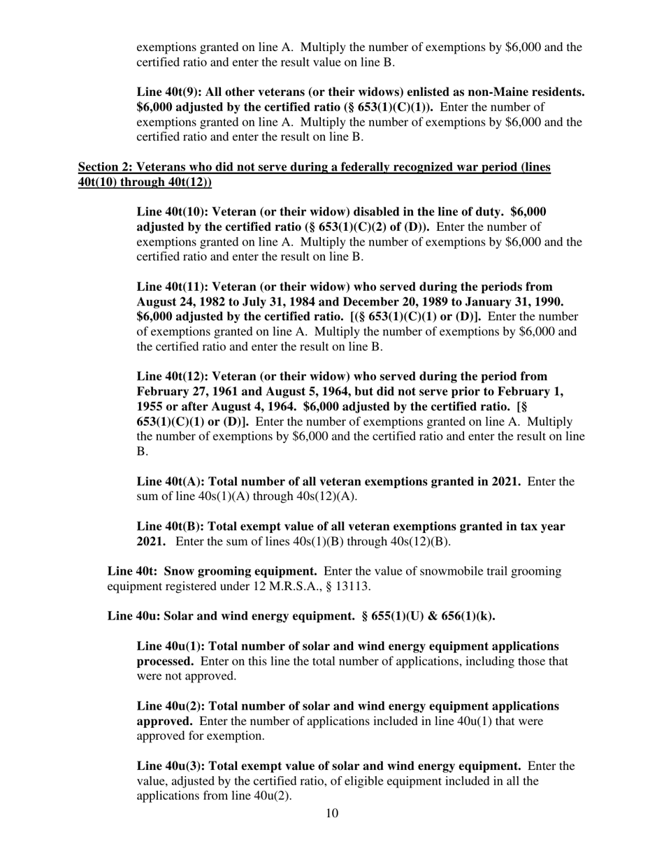 Instructions for Municipal Valuation Return - Maine, Page 10