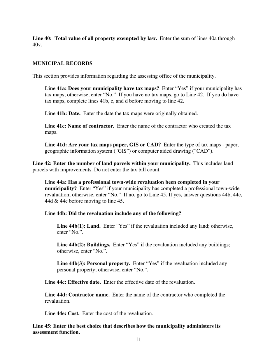 Instructions for Municipal Valuation Return - Maine, Page 11