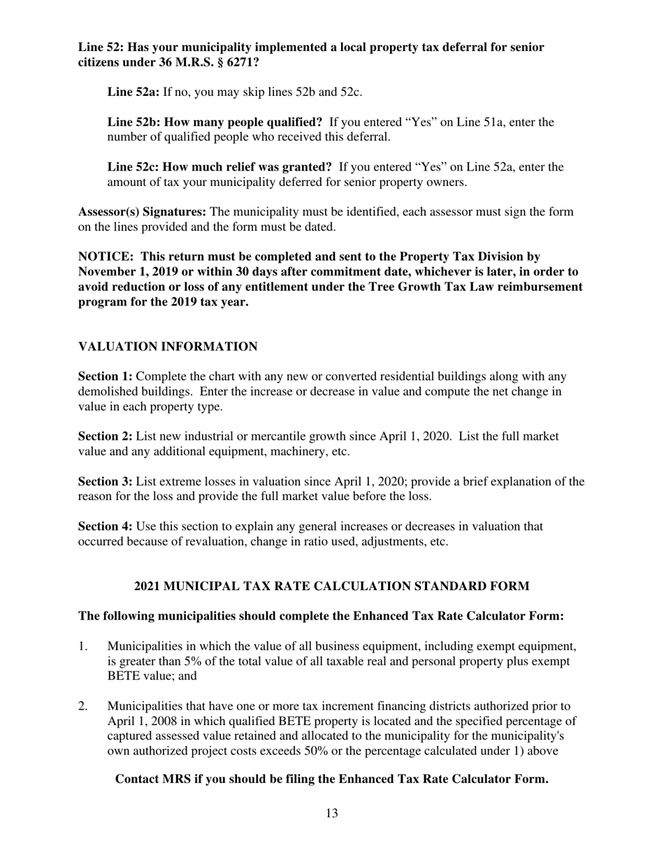 Instructions for Municipal Valuation Return - Maine, Page 13