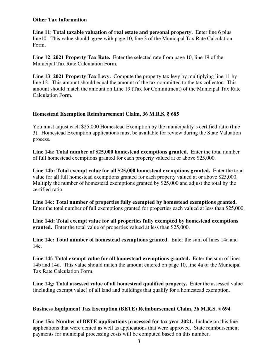 Instructions for Municipal Valuation Return - Maine, Page 3