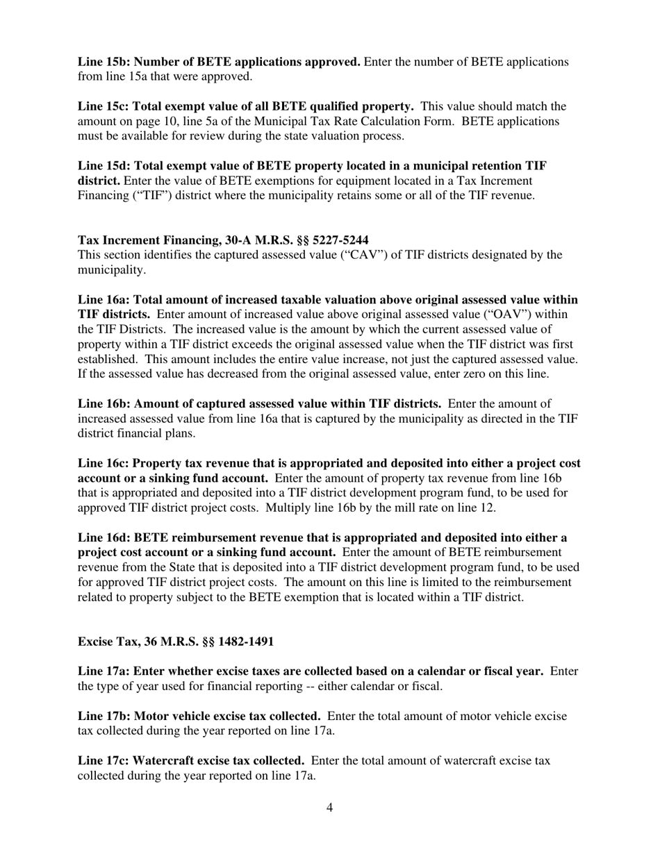 Instructions for Municipal Valuation Return - Maine, Page 4