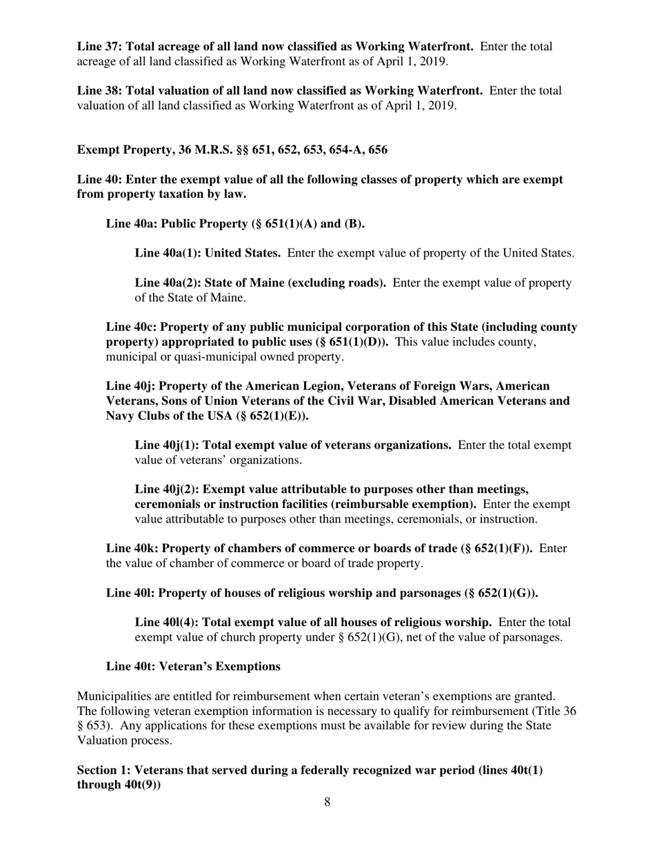Instructions for Municipal Valuation Return - Maine, Page 8