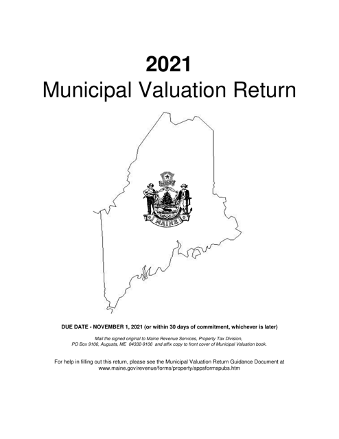 Municipal Valuation Return - Maine, 2021