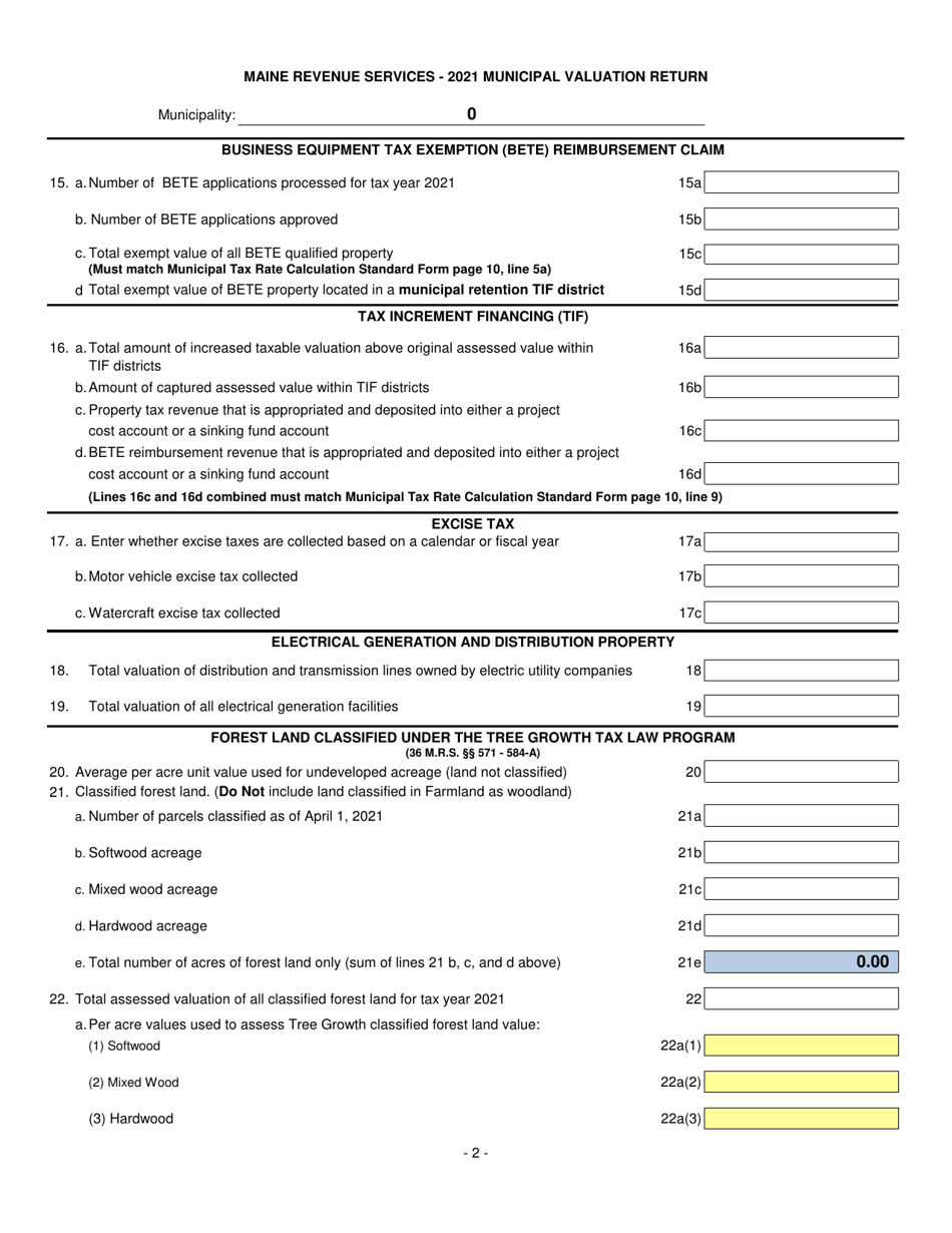 Municipal Valuation Return - Maine, Page 3
