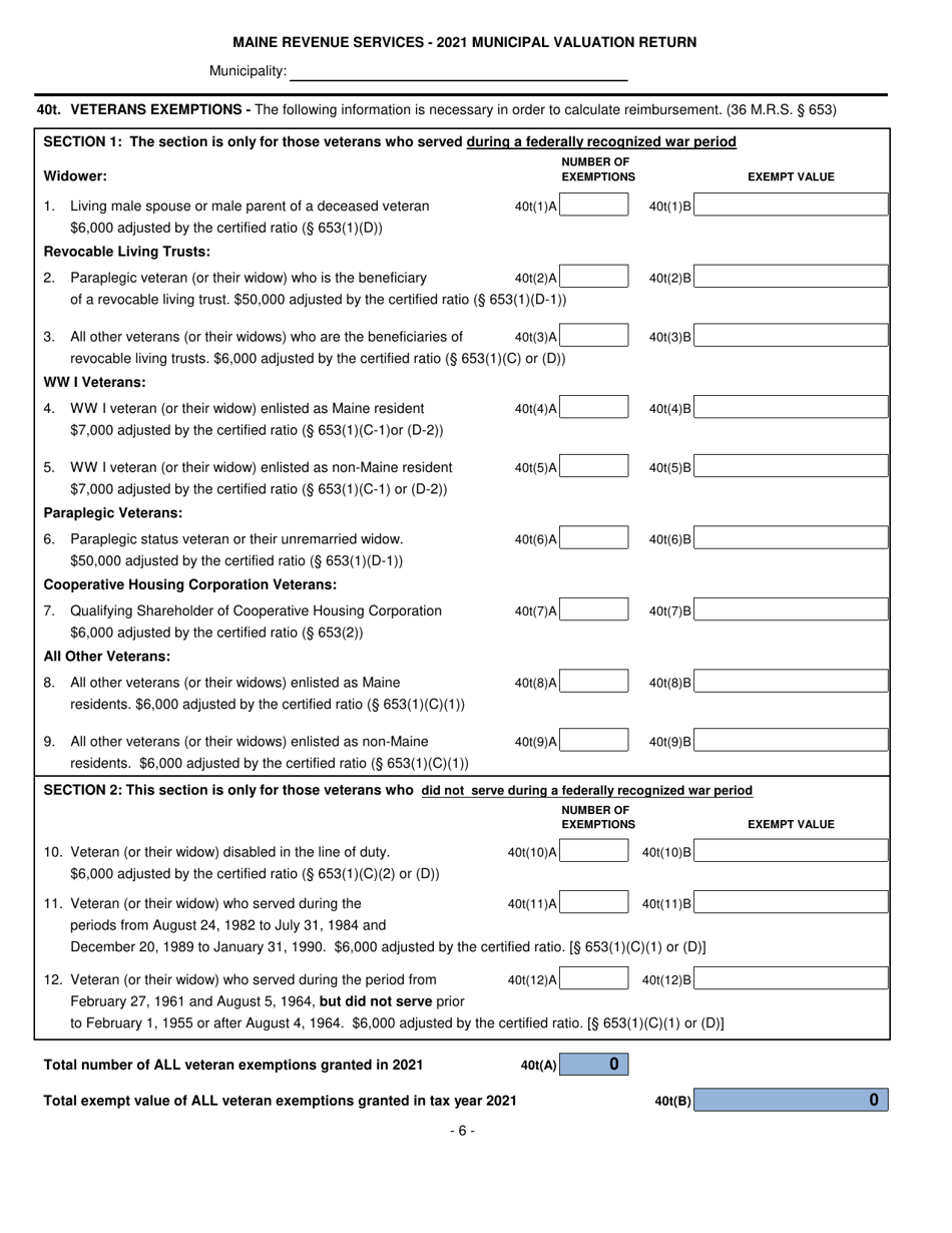 Municipal Valuation Return - Maine, Page 7
