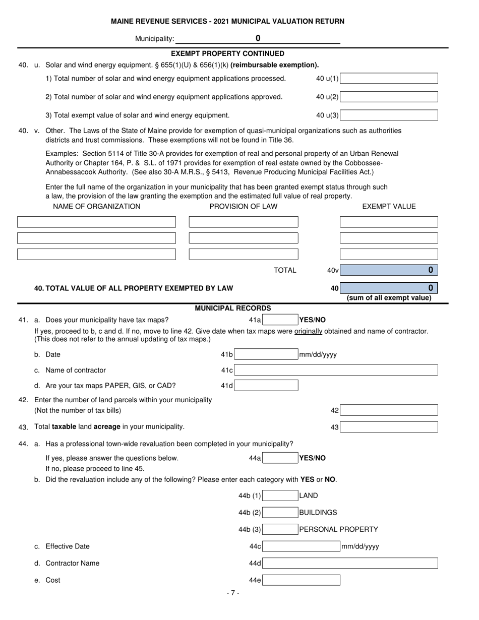 Municipal Valuation Return - Maine, Page 8