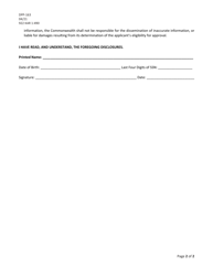 Form DPP-163 Disclosures to Be Provided to and Signed by the Applicant - Kentucky, Page 2