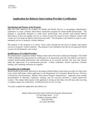 Form DVPR-001 Application for Batterer Intervention Provider Certification - Kentucky