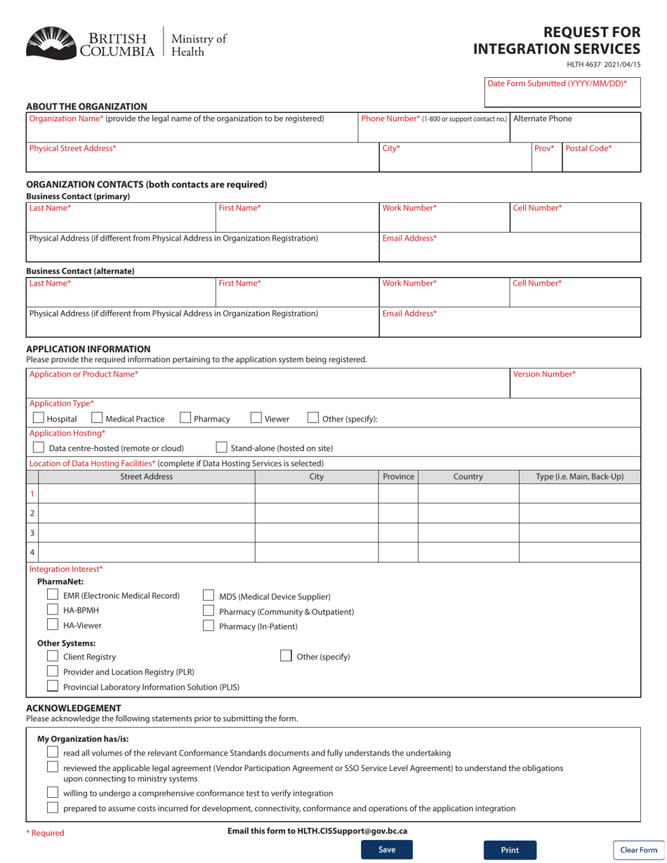 Form HLTH4637 Download Fillable PDF or Fill Online Request for ...