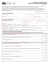 Document preview: Form HLTH4635 Application Release Assessment - British Columbia, Canada
