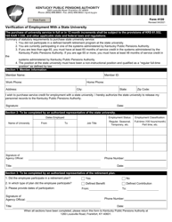 Form 4120 Verification of Employment With a State University - Kentucky