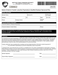 Form 4172 Notice of Intent to Transfer Lump-Sum Payment(S) to Qualified Employer Sponsored Plan - Kentucky