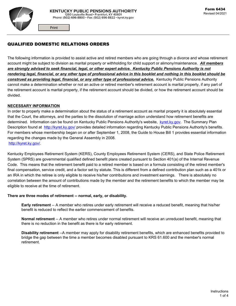 Form 6434 Fill Out, Sign Online and Download Fillable PDF, Kentucky