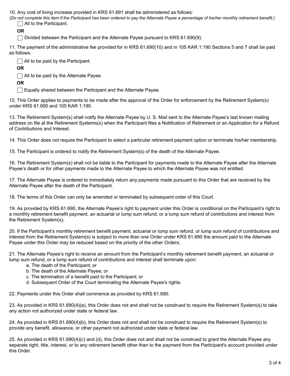Form 6434 Pre-retirement Qualified Domestic Relations Order for Division of Marital Property - Kentucky, Page 7
