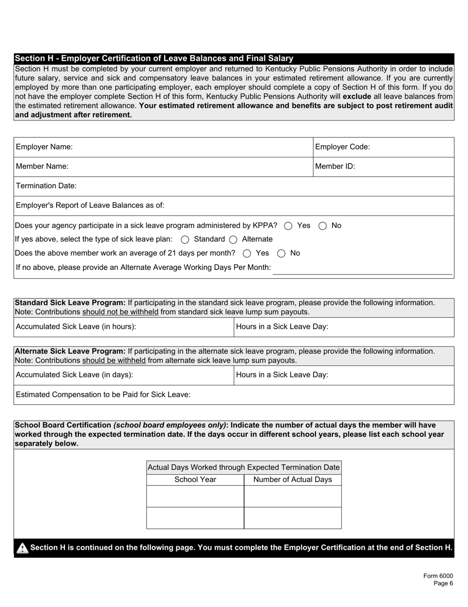 Form 6000 Notification of Retirement - Kentucky, Page 11