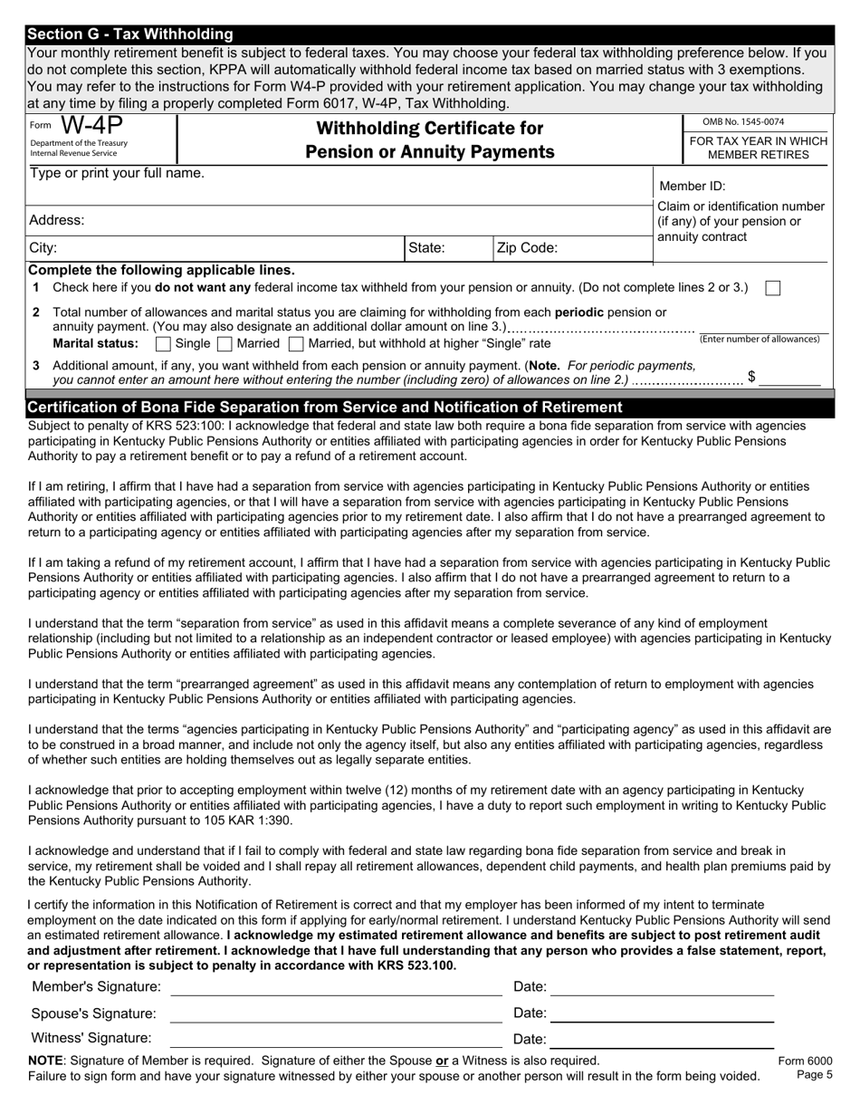 Form 6000 Notification of Retirement - Kentucky, Page 9