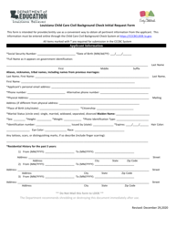 Louisiana Child Care Civil Background Check Initial Request Form - Louisiana