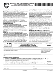 Form 6017 (IRS Form W-4P) Withholding Certificate for Pension or Annuity Payments - Kentucky