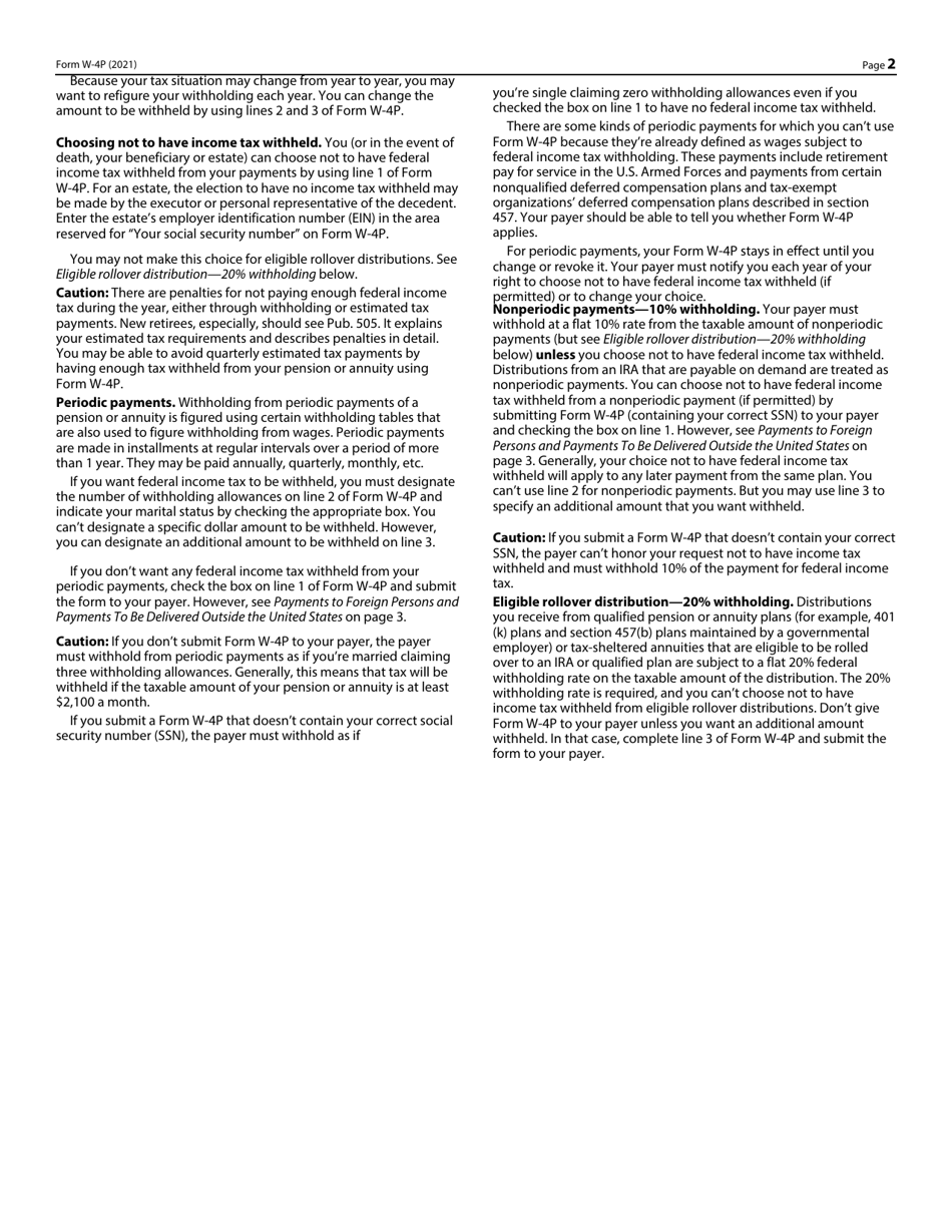 Form 6017 (IRS Form W-4P) Withholding Certificate for Pension or Annuity Payments - Kentucky, Page 2