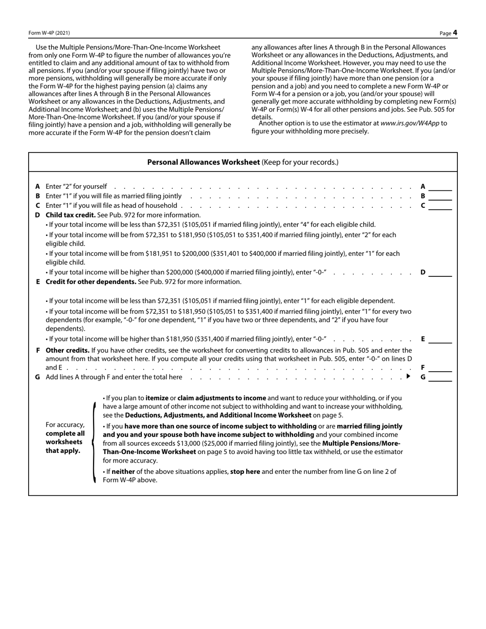 Form 6017 (IRS Form W-4P) Withholding Certificate for Pension or Annuity Payments - Kentucky, Page 4