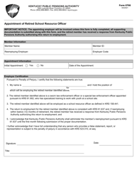 Form 6766 Appointment of Retired School Resource Officer - Kentucky