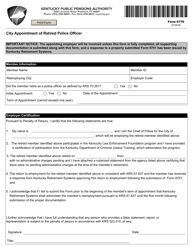 Document preview: Form 6770 City Appointment of Retired Police Officer - Kentucky